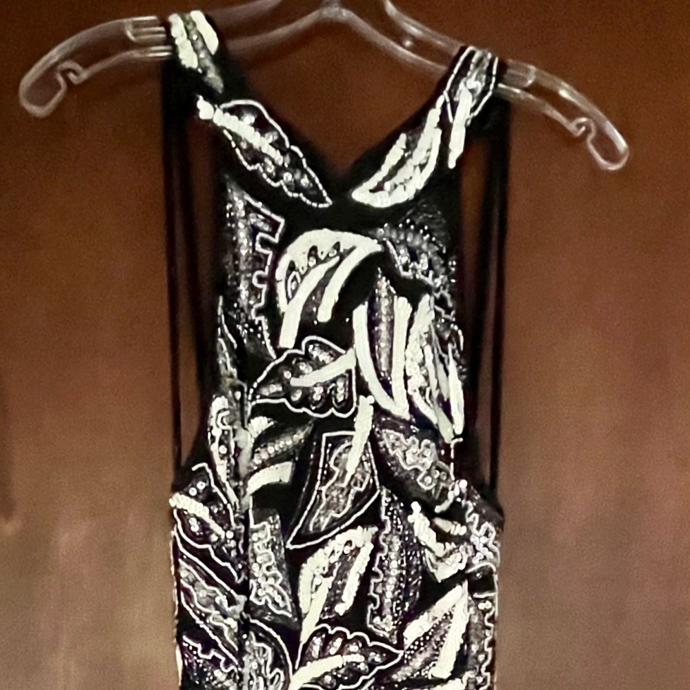 Black beaded evening gown - Size 10